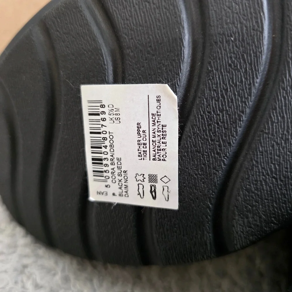 Clarks Cora Black Suede Braided Slouchy Leather Ankle Boots Booties ‎ 8M NEW
